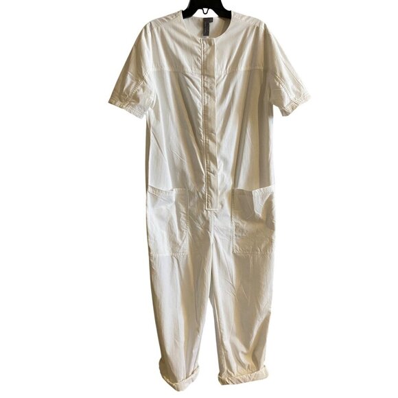 sweaty betty agile boiler suit utility jumpsuit sz small white short sleeve - Picture 1 of 8